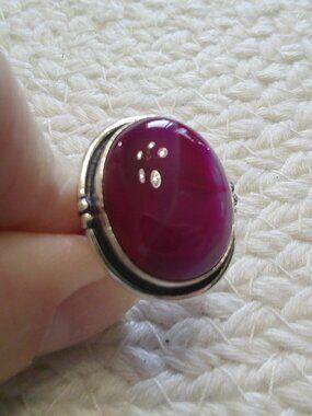 Beautiful PINK BOTSWANA AGATE Handmade Sterling 925 Ring Size 6 #728E
